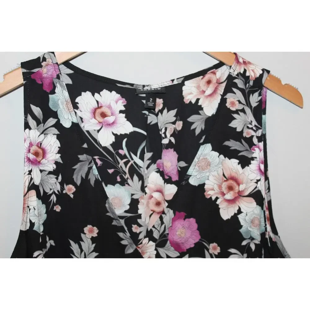 Torrid Georgette Single Pleat Front Chiffon Sleeveless Blouse Floral Plus Sz 2X - Picture 3 of 8